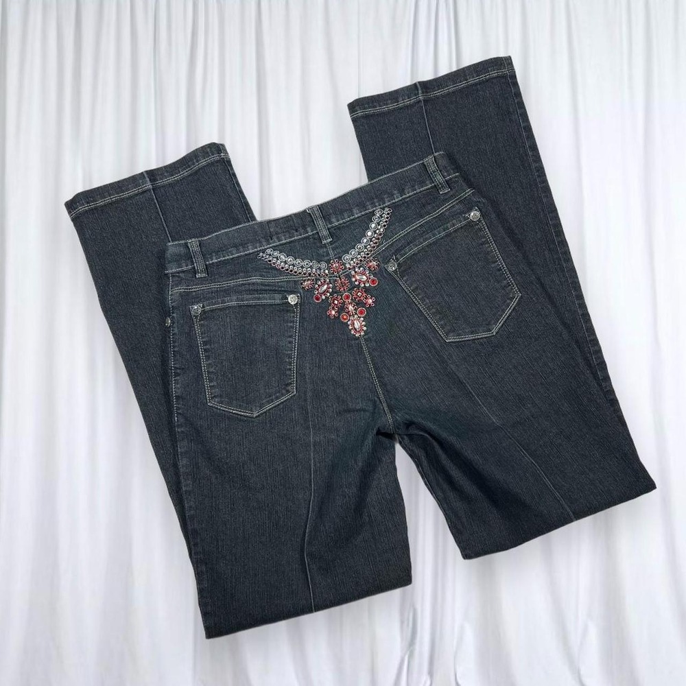 Cristina Rhinestone Embellished Dark Wash Bootcut Jeans Y2K 2000s
